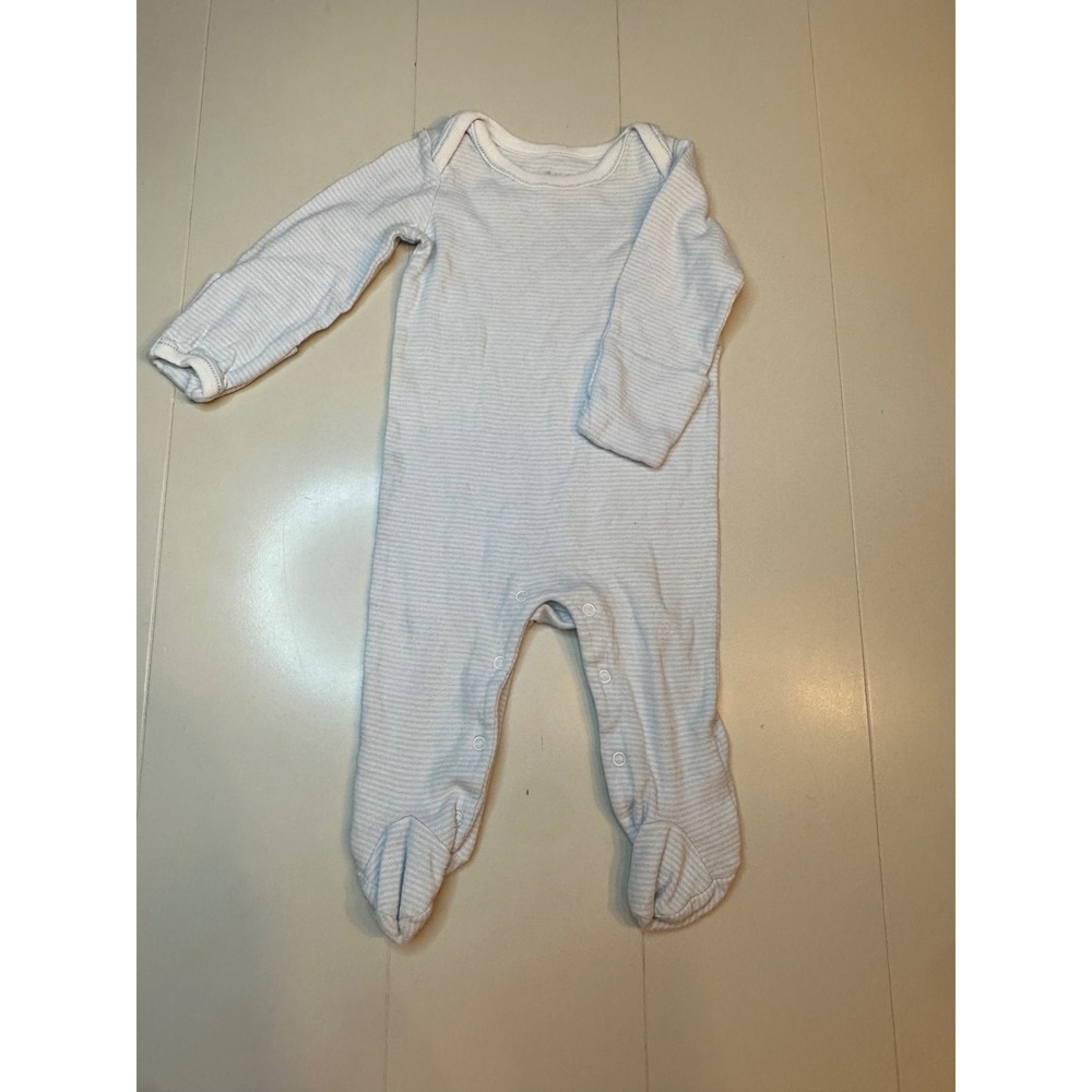 Ralph Lauren Footed Sleeper Kids 6M Blue White Stripe Cotton Long Sleeve Snaps